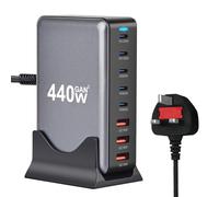 USB C Charger Hub 440W,GaN III 8 Port USB-C Charging Station Hub with 5 USBC and 3 USB A Port,Support Max PD100W, 65W, 18W Compatible with MacBook Pro,Steam Deck,iPh0ne 17/16/15 iPad Series,Sam-sung