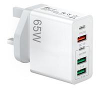 USB C Charger Plug,65W 5-Port Fast Charger Plug 20W PD Power Adapter QC 3.0 Wall Charger for Samsung Galaxy, Huawei, Tablet (White)