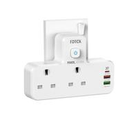 USB C Charger Plug Adapter UK, FDTEK Double Plug Extension Socket with Fast Charger, Multi USB Charging Station with Sensor Night Light, MultiPlug Extender Compatible for Kitchen, School Supplies