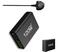 USB C Charger Station, 120W GaN 6-Port Fast Charging Hub, Powerful Multi Charger, Smart Power Adapter for Laptops and Various Mobile Phones, More for Travel & Home Office