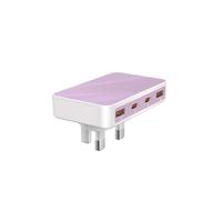 USB C Charger UK 4 Port,45W Travle Plug Adapter with 2 USBC and 2 USB A Ports, Multiport Fast Wall Charger for iPhone, Samsung Galaxy, iPad, Android Phones(Purple, 30W 2C2A)
