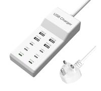 USB C Charging Station, 10 Ports USB Charger, 100W MultiPort with PD Fast Charger[6 USBC + 4 USBA], Compatible with iPhone 16/15/14/13/12/11/iPad/Samsung S25/S24/S23/S22/S21/Tablets/Watch/Headphones