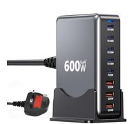USB C Charging Station 600W GaN, 8-port Multiple ports USB C Fast Charger Hub with 5 USB-C + 3 USB-A, PD140W power supply Multi Charger compatible with laptop/MacBook/iPhone 15/16/Galaxy S24/S25