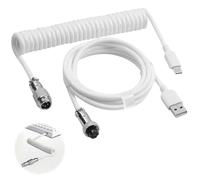 USB C Coiled Keyboard Cable, 3 Meter Type C To USB A Spring Coiled Cable, Nylon Braided Mechanical Keyboard Cord with Detachable Metal Aviator Connector, Extendable Wire for PC Gaming Keyboard Mac PS4