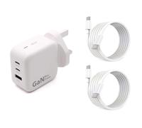 USB-C Compatible with Samsung Galaxy Book Flex 2 5G Laptop Tablet Power Delivery Adapter 65W / 67W Charger Pd QC3.0 UK Wall Plug - 2 x USB-C to USB C Cable