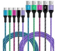 USB C Cord Fast Type C Charging Cable 6FT 5Pack Nylon Phone Charger Cord for Samsung Galaxy A17 A16 5G A12 A32 A52 S23 S22 S21 A14 A13 S20 S10 S9 A51 A71 A20 A21 A50,Moto G Stylus Power,LG V60 Stylo 6