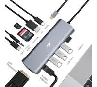 USB C Docking Station 12 in 1 USB C Hub Laptop Multiport Adapter to 4K@30 Hz,VGA(1080P@60Hz) 4 USB,TF/SD Slot,3.5mm Audio Type C Port,Gigabit Ethernet PD 100W for Macbook,Surface,XPS