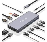 USB C Docking Station, 14 in 1 USB C Dock Triple Display, Laptop Docking Station with Dual HDMI, VGA, PD, RJ45, SD/TF, 3 USB 3.0, USB 2.0, Audio,Type C Data Port, Kensington Safety Lock, for MacBook