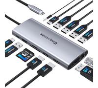 USB C Docking Station 14 in 1 with 2 HDMI 4K + DP 8K 3 Monitors Triple Display for Laptop,/MacBook Pro/Air/HP/DELL/Lenovo, USB C Hub Dongle Dock with USB 3.0, RJ45,100W PD, SD/TF, Audio/Mic