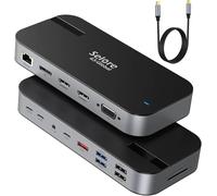 USB C Docking Station 15 in 1 Laptop Docking Station with Quadruple Display Dual 4K HDMI, DP, VGA, 100W PD, RJ45, 10Gbps USB C Data, USB 3.1 Gen 2, 2 USB 3.0/2.0, SD/FT, for MacBook Dell HP