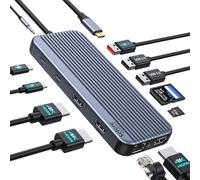USB C Docking Station 3 HDMI, Selore 12 in 1 Laptop Docking Station 3 Monitors with Triple HDMI,10Gbps USB A/C 3.1,USB 2.0,100W PD Charging, Gigabit Ethernet, Audio Mic,SD/Micro SD Card Slot