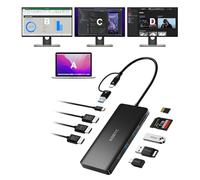 USB C Docking Station 3 HDMI Triple Display 4K 60Hz, KOZYC 9 IN 1 USB Hub with 3xHDMI, 3xUSB 3.0, SD/TF, and 100W PD, Support HDMI Splitter Extend Display, Compatible with Mac M1/M2/M3/Windows/Dell