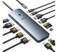 USB C Docking Station 3 Monitors, MOKiN 14 in 1 USB C Hub with 2 HDMI, 2 DP | Docking Station 2 Monitors, Laptop Dock with 2 DisplayPort, Ethernet, 5 Gbps USB C/A, 100W PD SD/microSD for Dell/HP/Lenovo