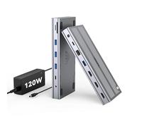USB C Docking Station 3 Monitors with 120W Power Adapter, 4URPC Displaylink Docking Station 3 HDMI for MacBook/Mac mini M4, Windows, and Chrome with USB C(3 HDMI, 5 USB, Ethernet, SD/microSD)