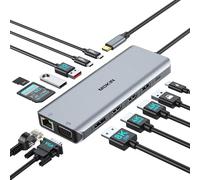 USB C Docking Station 4 Monitors 13 in 1, Dual HDMI+8K DP+VGA, 10Gbps, 100W PD, 6 USB C/A Ports, Ethernet, SD/TF, MOKiN Laptop Docking Station for MacBook/Dell/HP/Surface