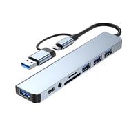 Usb C Docking Station - Double Usb C Port Hub, Universals 8-In-1 Adapter, Compact Data Connector | Sleek Charging Expansion Tool With Multiple Ports For Business Travel, Device Syncs, Remote Work