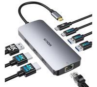 USB C Docking Station Dual HDMI, 8 in 1 Docking Station for 3 Monitors, USB HUB Triple 4K Display with 2 HDMI and 1 Displayport, 1 Gbps Ethernet, 100W PD Charging, 3 USB 3.0 Ports for Dell, HP, Lenovo