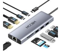 USB C Docking Station Dual HDMI Monitors Adapter, 10-in-1 USBC Hub Dongle Dock with 2 HDMI 4K@60Hz, PD Charging, SD/Micro SD for Laptop MacBook/HP/Dell/Surface/Thinkpad…