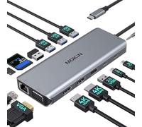 USB C Docking Station Dual Monitor, 14 IN 1 USB-C Laptop Docking Station Dual HDMI USB C Hub Multiport Adapter with 2 HDMI VGA 5 USB SD/TF Audio for Dell/Surface/HP/Lenovo