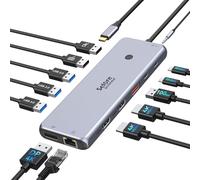 USB C Docking Station Dual Monitor, 2 HDMI Adapter DP Multi Display Hub 3 Monitor, Laptop Dock with Ethernet/PD 100W/USB-C(10Gbps)/4K HDMI/DP, for Asus/Lenovo/HP/Microsoft Surface