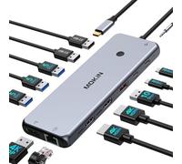 USB C Docking Station Dual Monitor 2 HDMI Adapter Laptop Dock 3 Monitors with Dual 4K HDMI, DisplayPort, Triple Display with 100W PD, 10Gbps USB C & 6 USB Ports, Ethernet, Audio for Dell, HP, MacBook