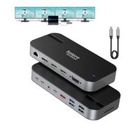 USB C Docking Station Dual Monitor 2HDMI, Laptop USB C Dock Quad Monitor, Selore Docking Station with 1m Cable, Dual HDMI DisplayPort VGA RJ45 Ethernet 100W PD Audio SD/TF 6*USB (10Gbps) for Dell, Hp