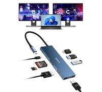 USB C Docking Station Dual Monitor 4K@60Hz, KOZYC 8-in-1 USB C Hub with 2 HDMI, USB-C 3.0, 2xUSB-A 3.0, SD/TF, 100W PD, Support HDMI Splitter Extended Display 2 Monitors Compatible with HP, Dell