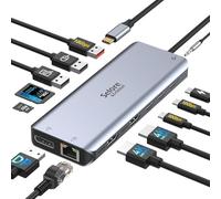 USB C Docking Station Dual Monitor,Selore 13 in 1 USB C Hub 3 Monitors with Dual HDMI,DP,10G USB A/C,100W PD,5 USB A/C Ports,Gigabit Ethernet,Laptop Docking Station for Dell,Hp,Lenovo,MacBook.etc