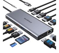 USB C Docking Station, Laptop Docking Station Dual Monitor 2 HDMI + DP | 10Gbps USB C Data, 10Gbps USB 3.1, Dual 4k HDMI, Displayport, Ethernet, PD, 3 USB, SD/TF, Audio, USBC Dock for Dell/HP/Lenovo