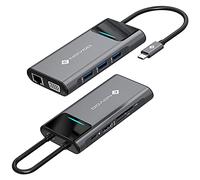 USB C Docking Station, NOVOO 9 in 1 Back to Results with RJ45 Gigabit Ethernet, HDMI 4K, VGA, 100W PD, SD/TF Card Reader, 3 USB 3.0 Ports, Multi USB Hub Splitter for Laptop