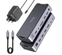 USB C Docking Station with 65W Power Adapter 15 IN 1 Docking Station Dual Monitor 2 HDMI DisplayPort Laptop Dock 10Gbps USB 3.1 A/C, USB2.0, RJ45 Gigabit Ethernet, 100W PD, SD/TF, Audio for Dell HP
