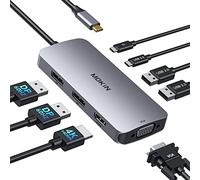 USB C Dual DisplayPort Docking Station 8 in 1 USB Hub with 2 DP HDMI VGA USB C 2.0 A 2.0 PD Charging Port Multimonitor Adapter for Dell / HP Lenovo Laptops