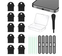 USB C Dust Plug Cover,Type C Charging Port Plug,for iPhone 16,15,Galaxy S24-S8, Kindle, Pixel,Steam Deck,iPad & Type-C Devices-Charger Cover,USB Port Protector,with Brush Black (10-Pack)