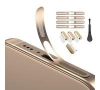 USB C Dust Plug, Phone Speaker Mesh and Anti Dust Port Cover, Phone Accessories for iPhone 16/16 Plus/16 Pro/iPhone 15/15 Pro Phone Speaker Dust Cover with Cleaning Brush & Clean Alcohol Pack (Gold)