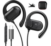 USB-C Earbuds for iPhone 17/16/Pro/15 Plus, iPad 10th Gen, Google Pixel 10/Pro/8/7, Open-Ear Sport Headset with Microphone, Volume Control, Rotatable Earhook