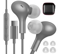 USB C Earbuds Wired Headphones for Apple iPhone 16 Plus 15 Pro Max 16e iPad Small Ear Bud Corded Type C Earphone with Microphone for Samsung Galaxy S25 S24 S23 Ultra S22 Google Pixel 9 8 7 Grey