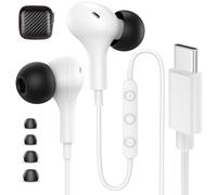 USB C Earbuds Wired Headphones for iPhone 17 16 Pro Max Plus 15 Samsung S25 S24 Ultra S23 FE A16 A17 Earphones Wired,Type C Headphones with Microphone Noise isolating for iPad 11 10th Generation,White
