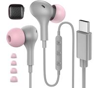 USB C Earbuds Wired Headphones for iPhone 17 16 Pro Max Plus 15 Samsung S25 S24 Ultra S23 FE A16 A17 Earphones Wired,Type C Headphones with Microphone& Noise isolating for iPad 11 10th Generation,Grey