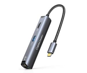 USB C Ethernet Hub 4k HDMI, CableCreation 5-in-1 USB C Hub with HDMI, RJ45 1Gbps LAN Port, 3 USB 3.0 Ports for MacBook, iPad Pro/Air/Mini 6, Surface Pro and More