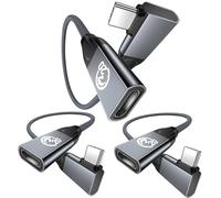 USB C Extension Cable 0.3m (3 Pack), 240W USB C 3.2 20Gbps Extender, Right Angle USBC Male to USBC Female Cable, 5K/4K@60HZ Type C Video Extension Cord for iPhone 17 16, Pixel 10, PSVR2, MacBook Pro