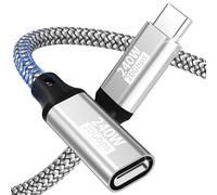 USB C Extension Cable 0.5m,240w/20gbps/5k@60hz USB C 3.2 Extender,4k@144hz Type-C Video Extension Cable,Male To Female,Compatible With Iphone 17/16/15/Macbook Pro/Ipad Pro/Xps/Galaxy S24/Laptop