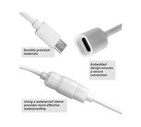 USB C Extension Cable, USB C Male to Female Extender Cord with Clips & Waterproof Case for Ring Pan-Tilt Indoor Cam 20ft