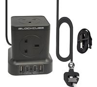 USB C Extension Lead 3M iBlockCube 5 Way Cube Power Strip with 4 USB Slots(1PD 20W + 2 USB 1 USB-C Port), Multi Plug Extension Cord, Extension Cable Black for Home Office Travel 3250W/13A
