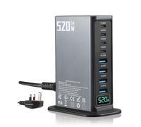 USB C Fast Charger Block, Upgraded 520W 8-Port GaN Charging Station Hub Brick Multiple, PD 100W Laptop Charger Plug Power Adapter, for MacBook Pro/Air, Steam Deck, Dell XPS, iPhone 16/Pro/15/14,Galaxy