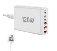 USB C Fast Charger Plug: 120W 6 Ports USB Charging Station for Multiple Devices, USB Fast Wall Charger with 3 Type-C + 3 USB A, Multiport Power Adapter for iPad iPhone, Samsung Android Phones, Laptop