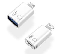 USB C Female to Lightning Male Adapter, Lightning Male to USB-A Female USB 3.0 OTG Adapter for iPhone 14/13/12/11/Pro Max/iPad/iPod/AirPods, Support Audio Microphone No