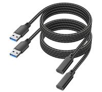 USB C Female to USB Male Adapter Cable 5FT/1.5M 2-Pack,10Gbps USB A to USB C Cable Extension, USB 3.2 GEN 2 Data Transfer,15W Safe Charging USBA to C Adapter Cord for Laptop,PC,U Disk,Flash Drive