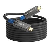 USB C Fiber Optic Cable Full-Featured 15M, 10Gbps, 4K@60Hz Video, PD 60W, DP 1.4 Alt Mode USB 3.2 Active Optical Cable with German SiliconLine Chip, for Docking/Video Conference/4K Logitech Camera/VR