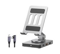 USB C Foldable Multiple Port Adapter With Rotatable Phone Holder 5Gbps 100W Charging Aluminum Dock Station Docking Station