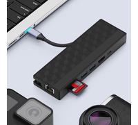 USB C Gigabit Ethernet Adapter 7 Port With 2xUSB3.0 4K30hz Gigabit Ethernet And PD100W Small Memory Card Slots